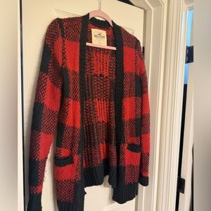 Hollister Women's Red and Black Sweater size s